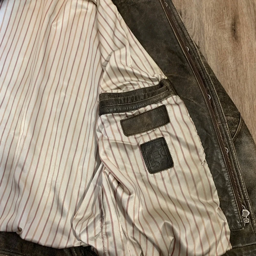 Rare Vintage 70s German brown leather moto bomber jacket - size large mens